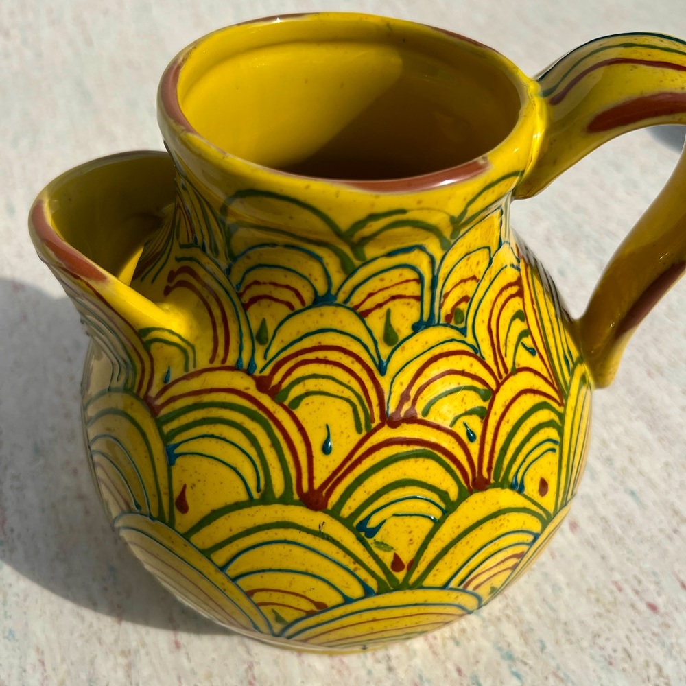 Vintage boho ceramic water jug